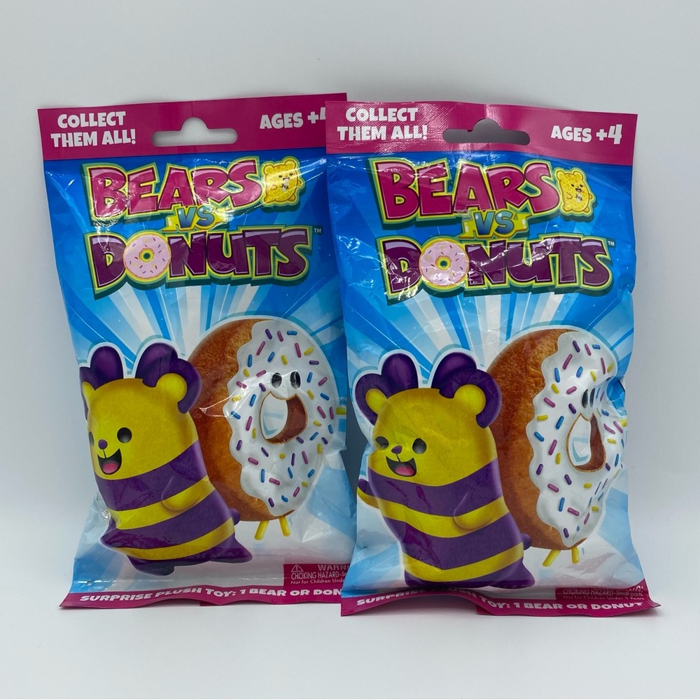 Bears VS Donuts Plush Surprise Mystery Bean Bag Toys Cepia 2 Sealed Packs Gifts